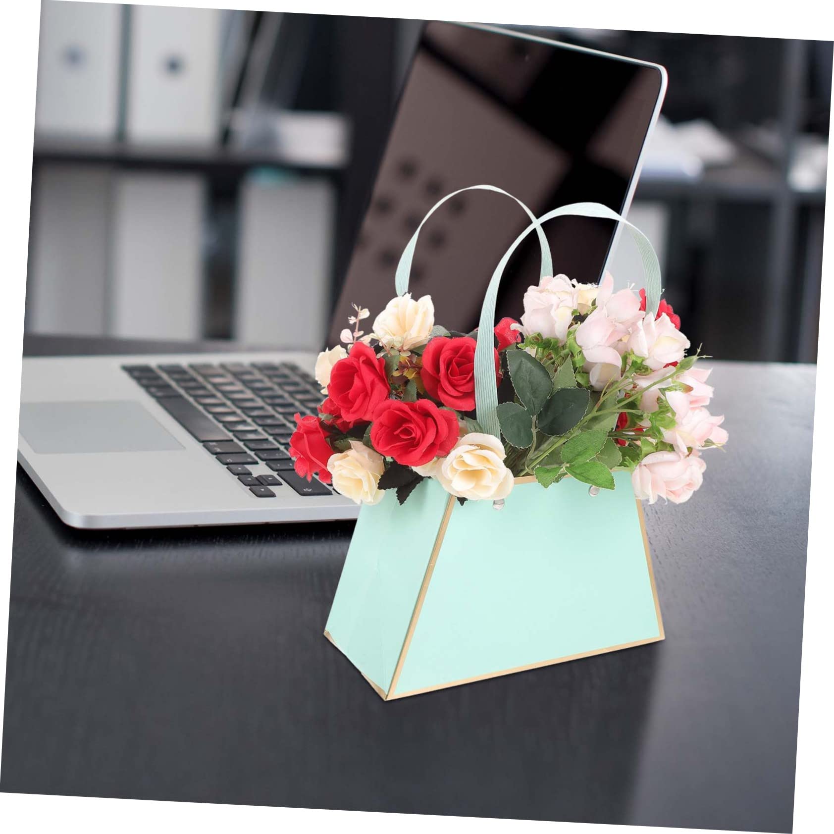 Beavorty 4 Juegos Caja De Flores Portátil Bolsas De Ramo Transparentes Mini Totalizador Bags Bolsas De Papek Bolsas De Papel Bolsas De Embalaje Floral Papel Especial Blue 4 Uds * 4