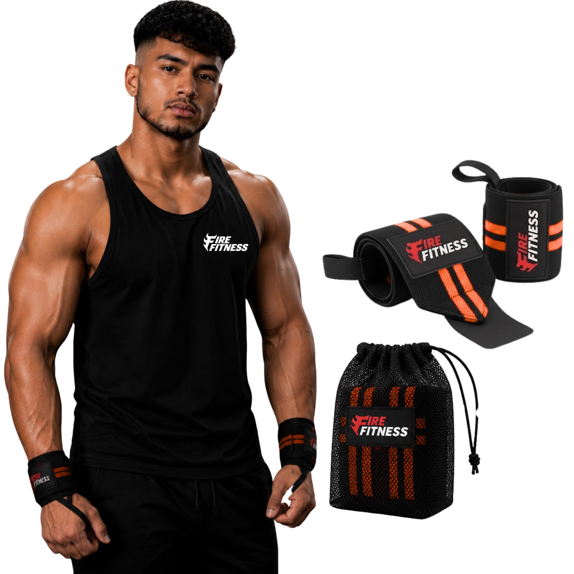 Wrist Wrap Weight Lifting Wrist Strap | Gym Accessories Wrist Support Adjustable Wrist Wraps for Home Gym Equipment (Neon Orange)-image-42