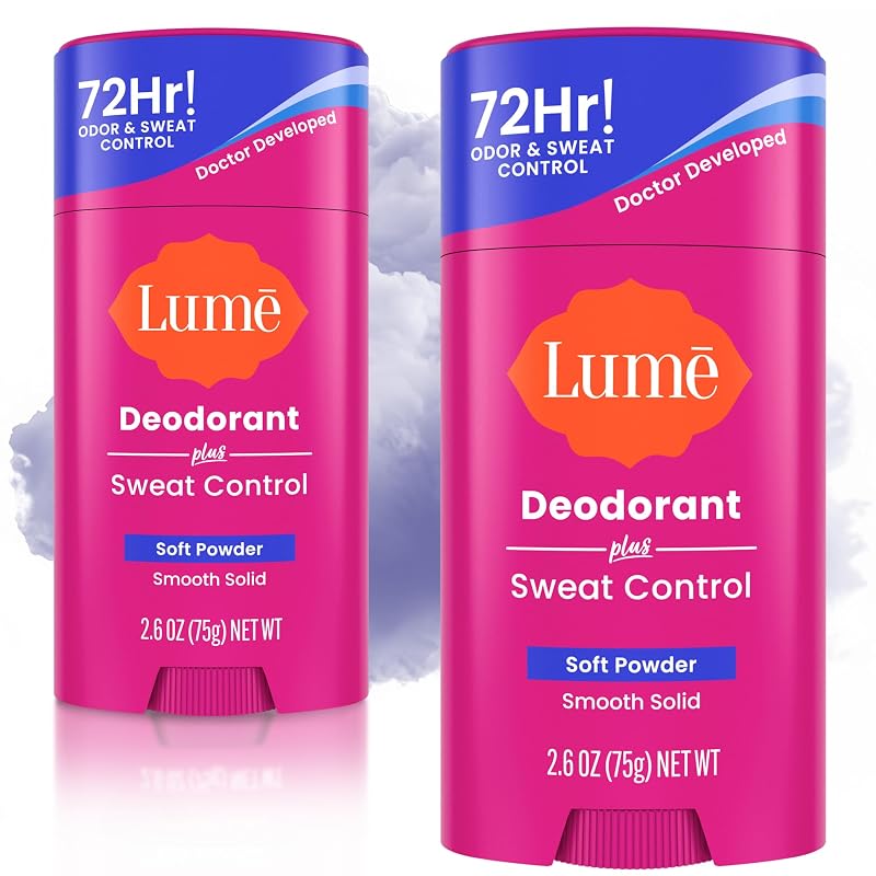 Desodorante antitranspirante em bastão Lume Soft Powder, pacote com 2