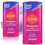 Lume Deodorant Plus Sweat Control - Smooth Solid Stick - Extra Strength Antiperspirant - 72 Hour Odor And Sweat Control - Baking Soda Free, Skin Loving - 2.6 ounce (Soft Powder) Pack of 2