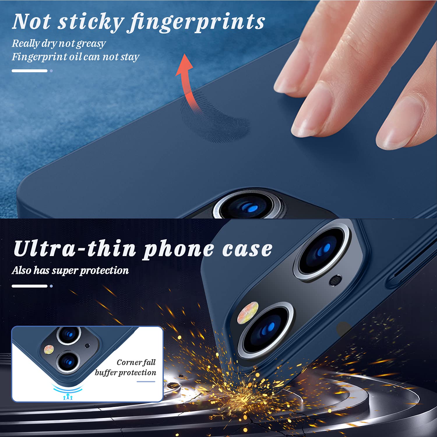 Galful Cover Ultra Sottile per iPhone 12 Pro, PC Cover Antiurto Protezione Bumper Sottile Slim Custodia Antigraffio Hardcase Iphone 12 6,1 Pollici Blu Grigio