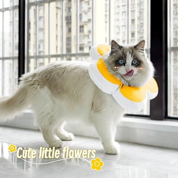 Cat Cone Collar,Cute Flower Waterproof Elizabethan e Collar for Cat and Small Dog Anti-Bite Lick Wound Healing Protective Neck Cone After Surgery Recovery Collar for Small Pet,All-Season Style