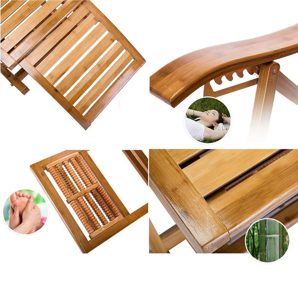 Sillón mecedor Plegable Sillón reclinable Sillón de terraza Sillón de bambú Tumbona Balcón Sala de Estar Terraza de Playa Sillón reclinable Sillón para Embarazadas(Beige-A