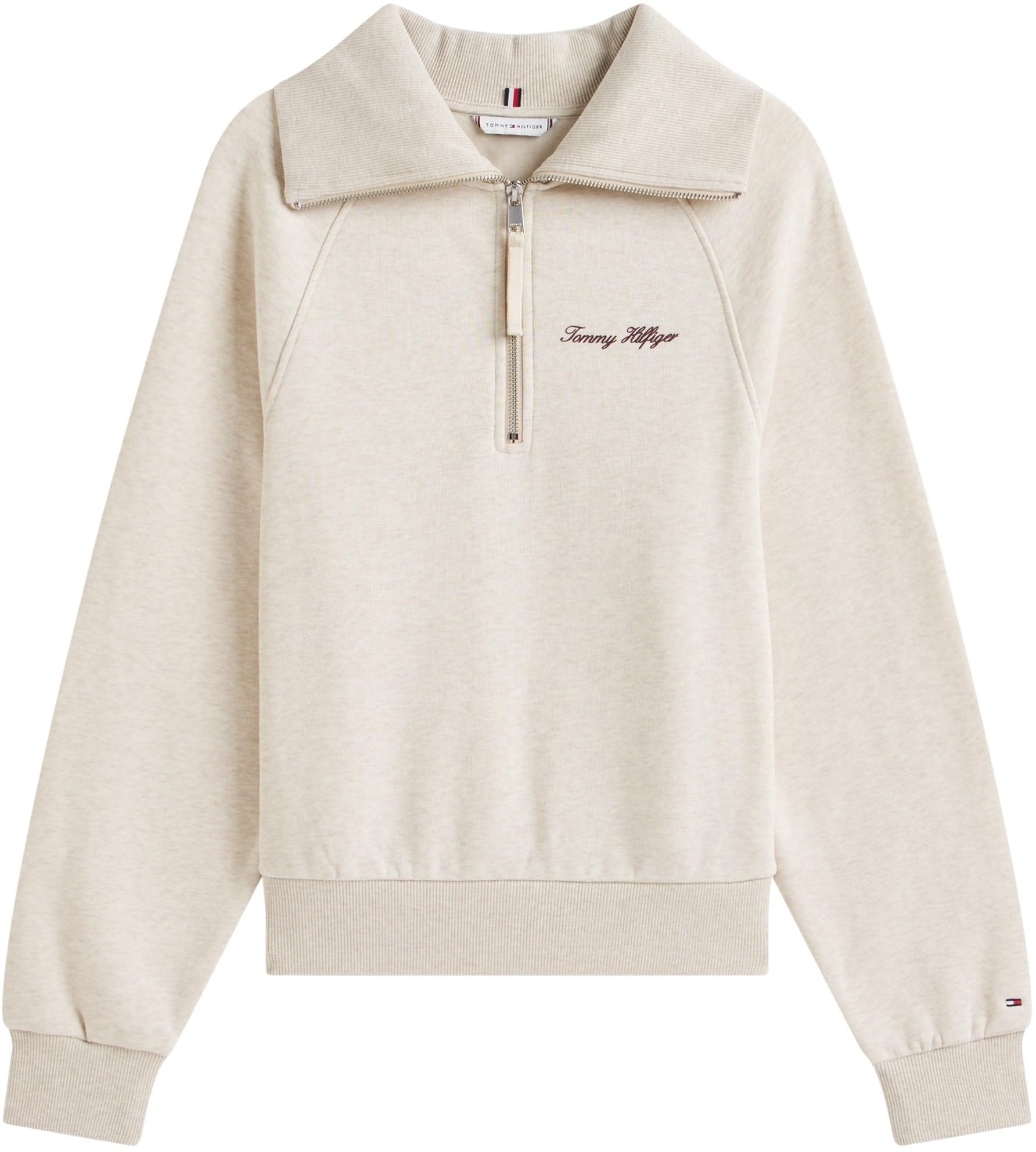 Tommy Hilfiger Donna Felpa con Cerniera Classic Script Fleece Mezza Zip