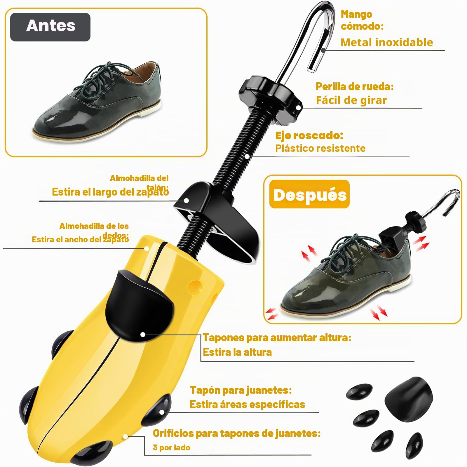 Ensanchador de Zapatos Hombre, Horma Ajustable para Deportivas, 1 Par