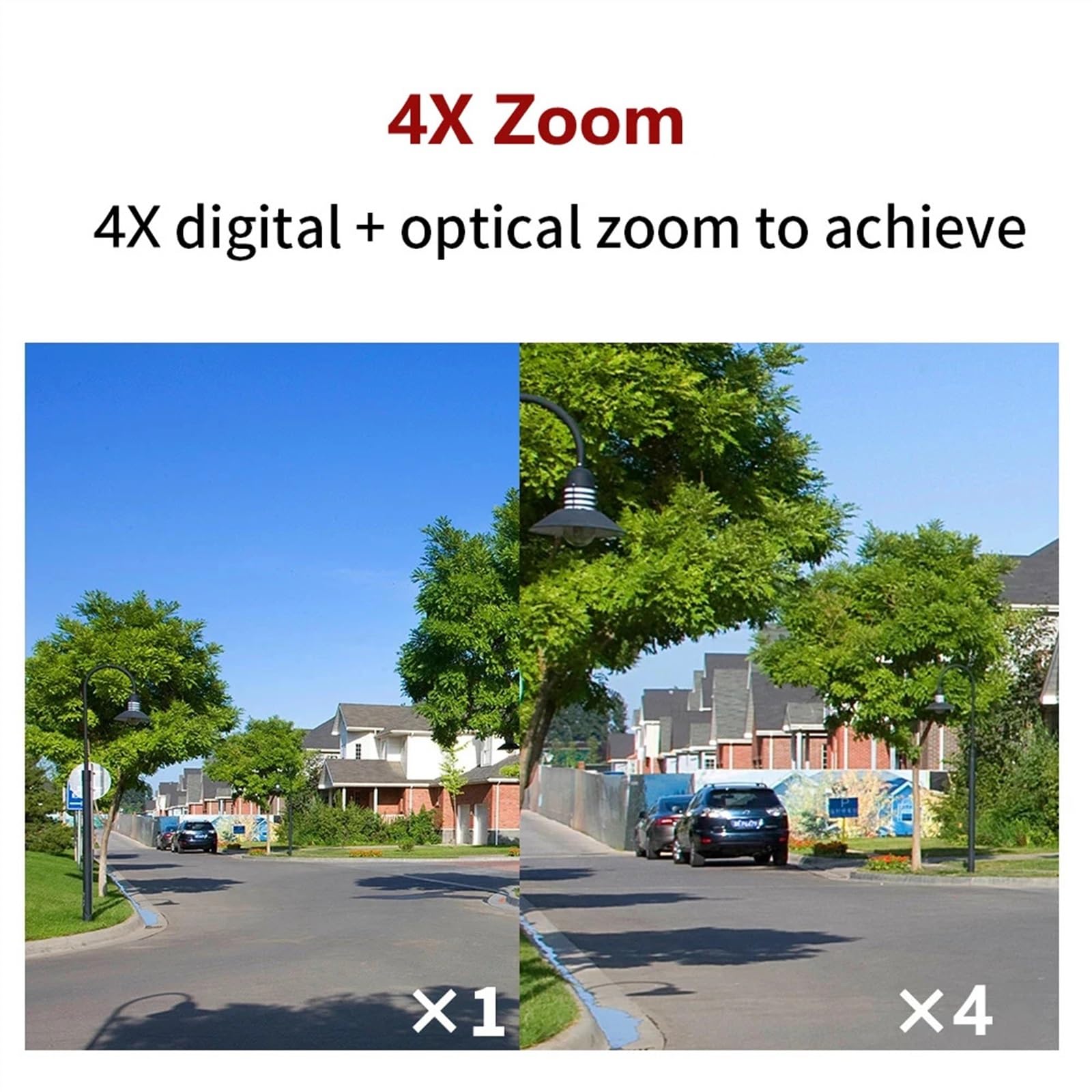 Sistema de Seguridad, Cámara IP HD cámara Exterior de Doble Lente de 5MP Audio bidireccional cámara Zoom 4X cámara de Seguridad de detección Humana(5MP Camera 64G)