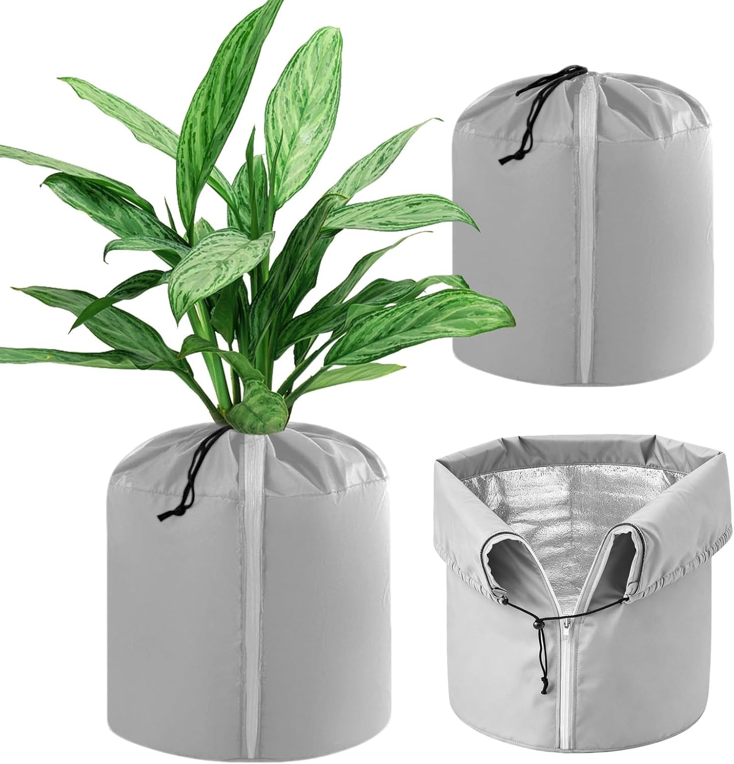 2-Piece Plant Winter Protection Pots, Frost-Proof Winter Potted Plant Cover, with Drawstring and Zipper, Outdoor Fruit Trees, Bonsai Plants, Shrubs(65x70cm)