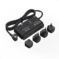 Vista 12 de Convertidor de voltaje de 220 V a 110 V, adaptador de viaje universal TESSAN con 4 cargadores USB (1 USB C), 3 enchufes de CA y adaptador