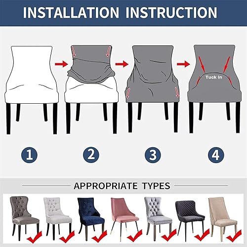 Miniatura 2 de Funda elástica para silla con respaldo de ala, sin brazos, antisuciedad, funda de sillón inclinada reutilizable, para comedor, banquete, decoración