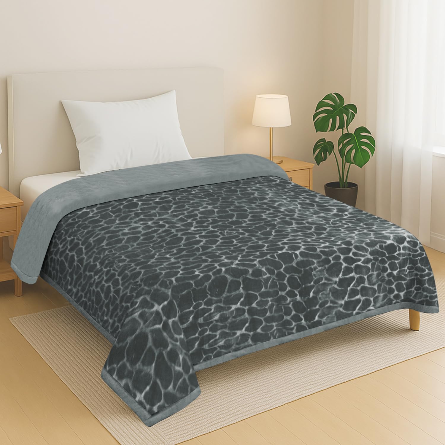 Cloth Fusion Floral Embossed Mink Blanket Single Bed for Winter, Perfect Cozy Soft Blankets/Kambal for Winter Single Bed (62x86 inch, Slate Grey)-image-17