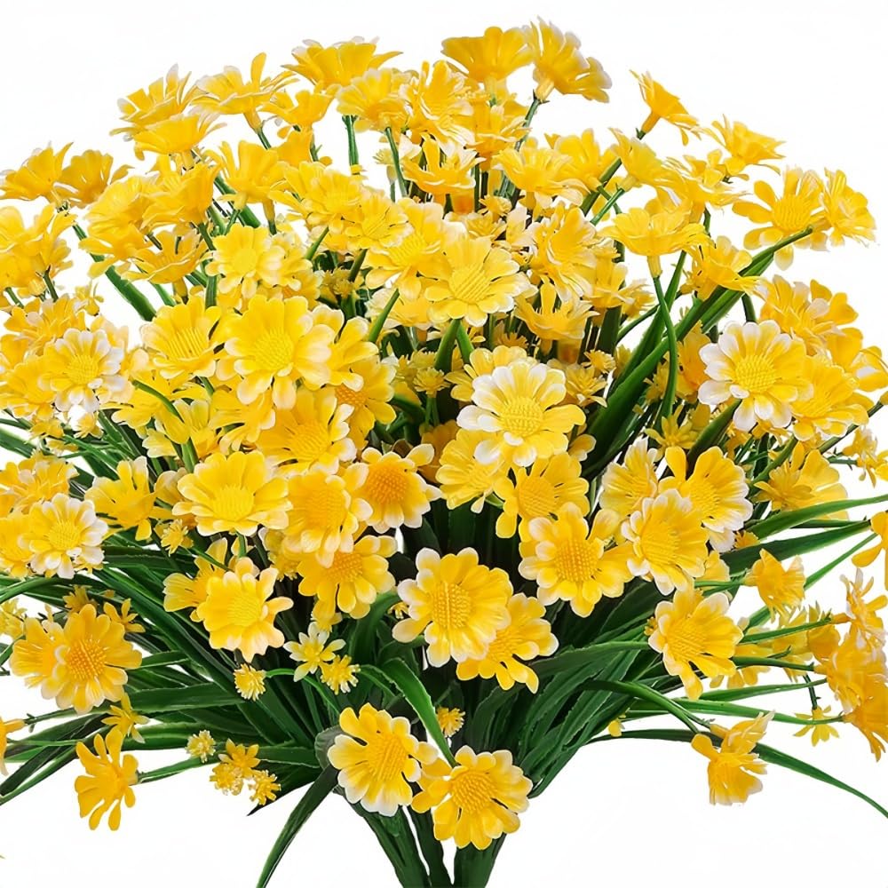 Marguerite artificielle extérieur sans entretien fleur plastique jaune x5