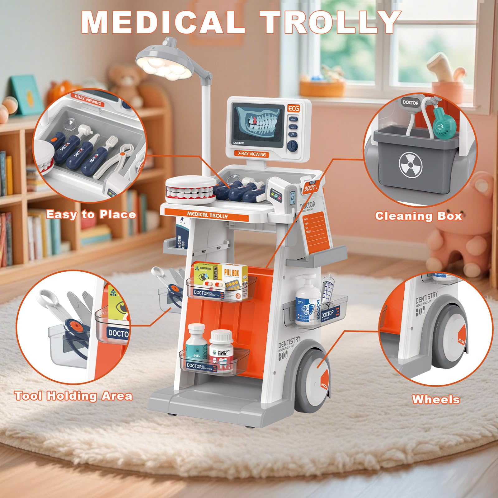 RedCrab Kit Dottore Bambini, 30 Giocattolo Medico Accessori con Stetoscopio, Termometro e Siringa, Giochi di Ruolo Regalo Giocattolo Educativo per Bambini 3+ Anni