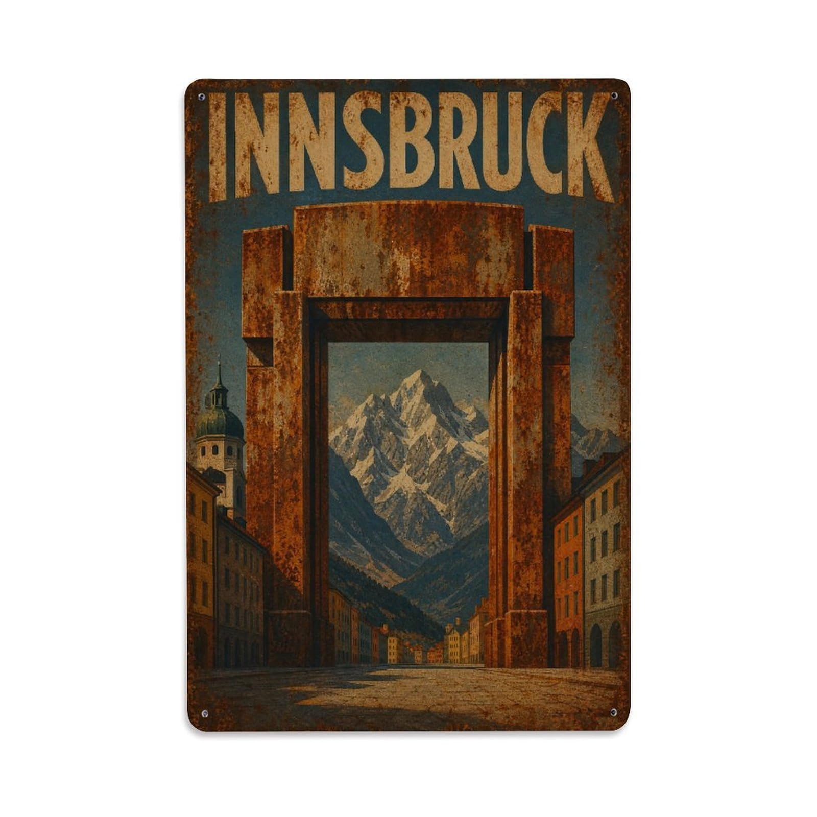 Huiyhb 8X12inch(20X30cm) Vintage Travel Innsbruck Mountain Gateway Austria Metal Tin Sign