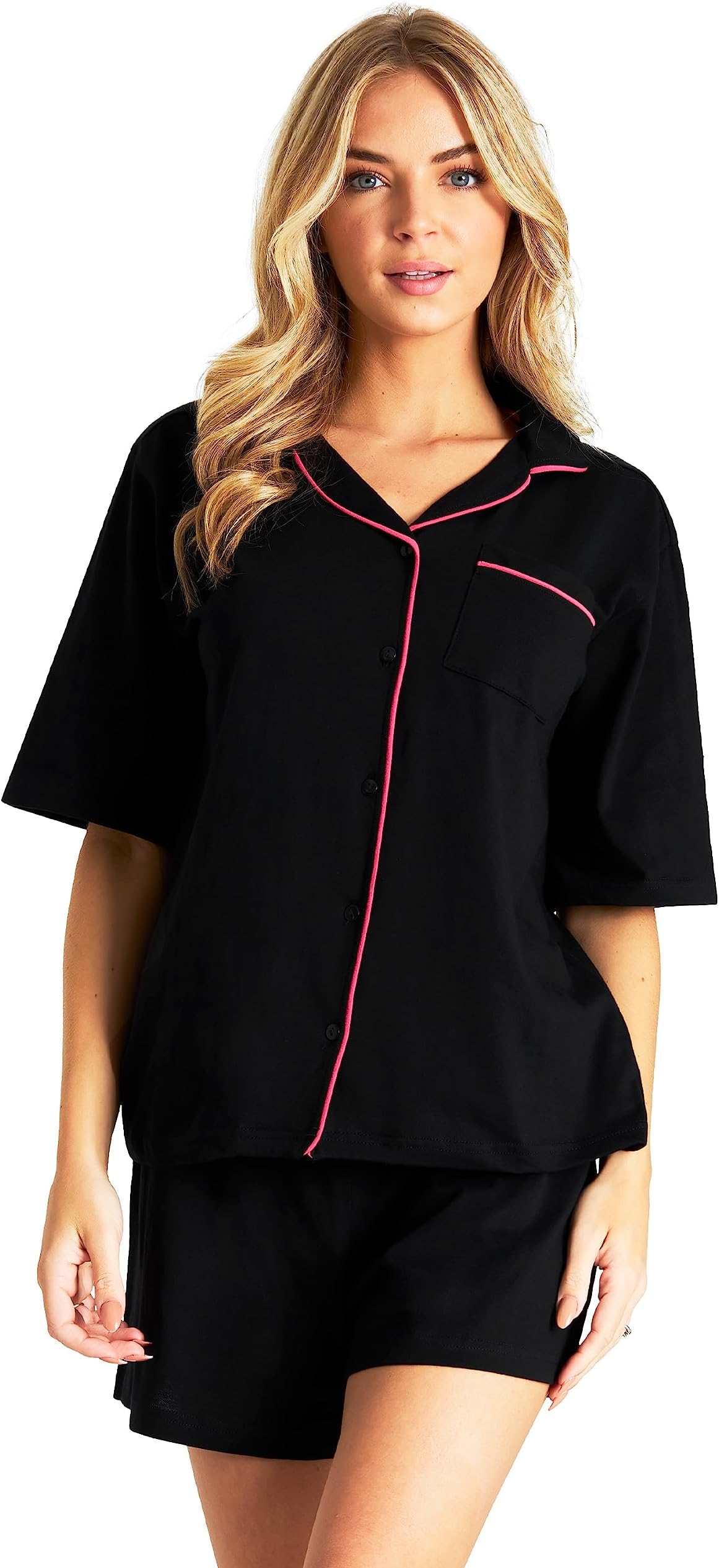 Womens Pyjamas Set 2 Pcs Short Button Down PJs Comfy Classic Soft Loungewear Summer Nightwear Gifts for Women