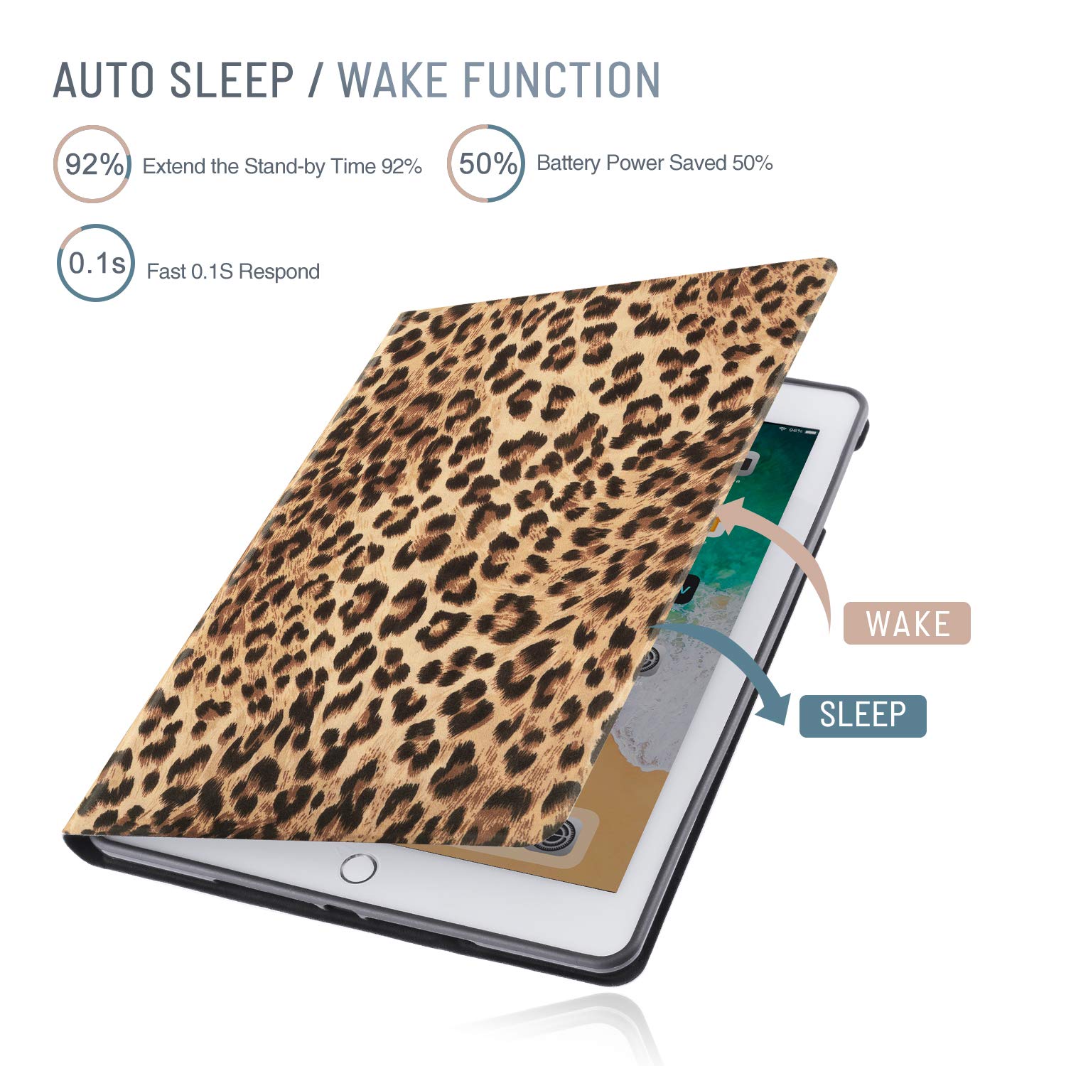 TopPerfekt Hybrid-Hülle Für IPad 9./8./7. Gen – Mit Stifthalter, Auto Sleep/Wake, Leopardenmuster