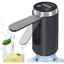 Water Dispenser for 5 Gallon Bottle, Rechargeable Water Pump - Foldable Water Spout for 5 Gallon Bottle, Long-Lasting,Smart LED Display, Portable Water Dispenser for Home &amp; Outdoor (Black)