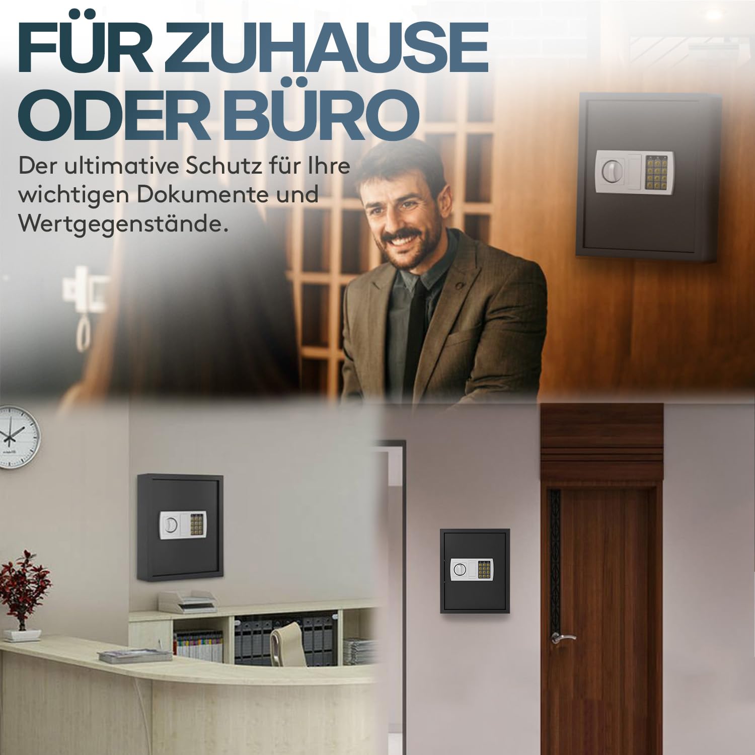 ACROPAQ Schlüsselschrank mit Zahlencode - Für bis zu 48 Schlüssel, Inkl. 48 Anhänger, Mit elektronischer Sicherung, Schwarz - Schlüsselkasten groß, Schlüsselsafe mit Code, Schlüsseltresor