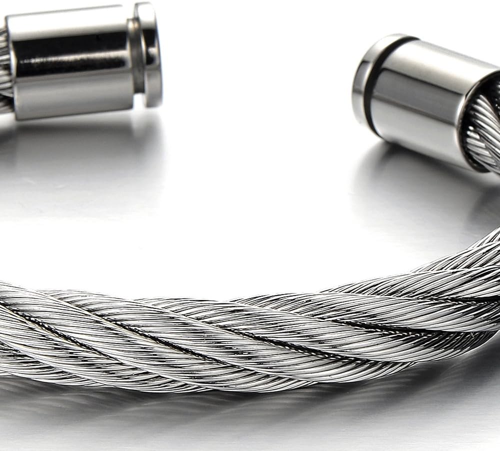 Large Elastic Adjustable Steel Cuff Bangle Bracelet for Men Women - Image 3