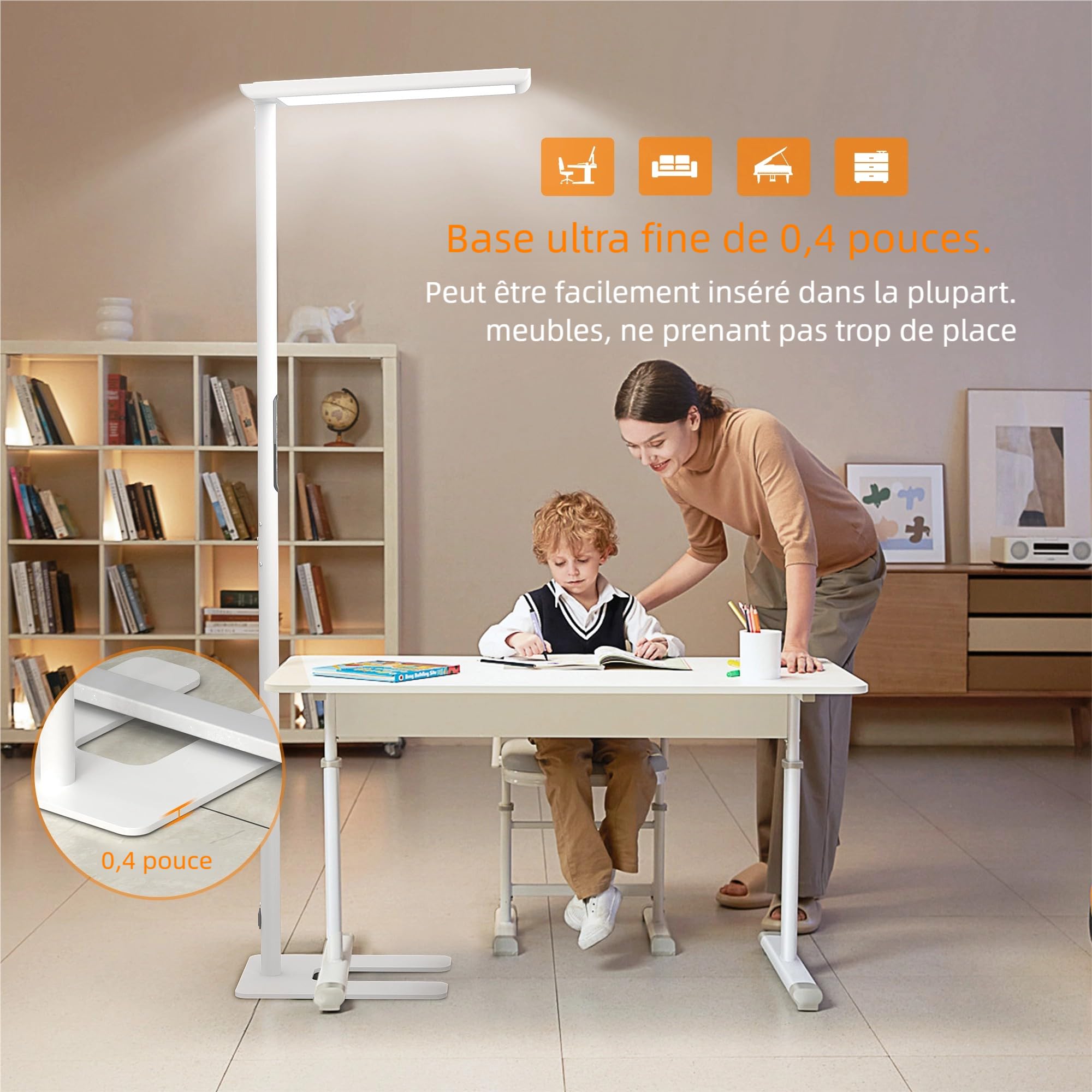 SOLLA LED Floodlight Büro Tageslicht, Lampe de bureau Floodlight Uplight und Downlight, 60W+50W-UGR≤16, adapté aux bureaux, lampe de bureau/lampe de lecture, bibliothèques, salles de conférence