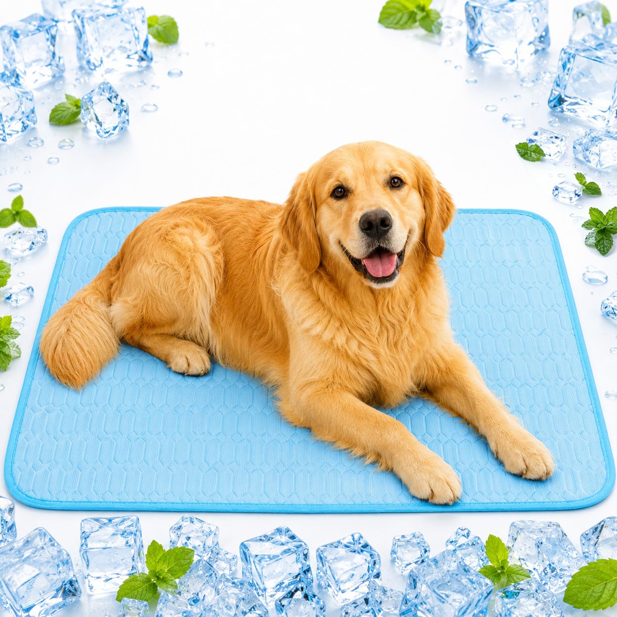 JIEBAO Kühlmatte Hunde, 100 * 70cm Selbst Kühlende Matte für Hunde Katzen, Waschbar Kühlmatte Hund, Kühlkissen Hundematten für Sommer Unterwegs Zuhause oder im Auto (L)