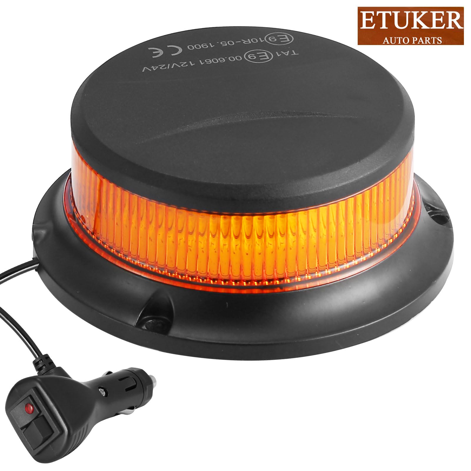 12V 24V Gelbe Rundumleuchte Magnet Blitzleuchte Orange 7x Blitzmuster KFZ Warnleucht Magnetisch Auto Traktor LKW