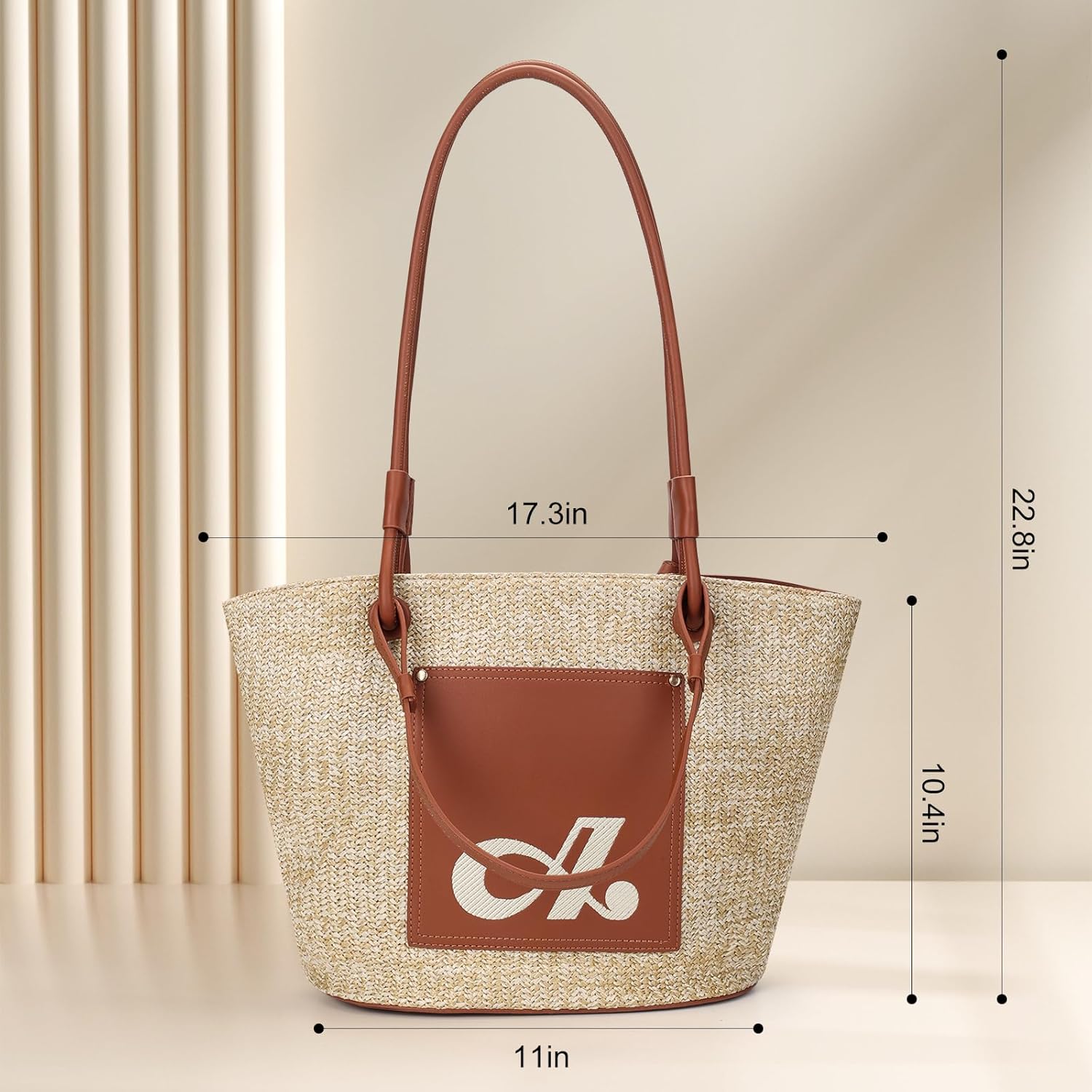 ACUARIO Straw Bag Beach Bag for Women Large Woven Purse, Summer Tote Handbag Ladies Shoulder Bag - Image 3