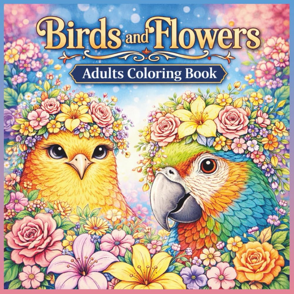 Birds and Flowers Adult Coloring Book: Relaxing Bird & Floral Designs for Stress Relief, Mindfulness, and Creative Relaxation for Adults