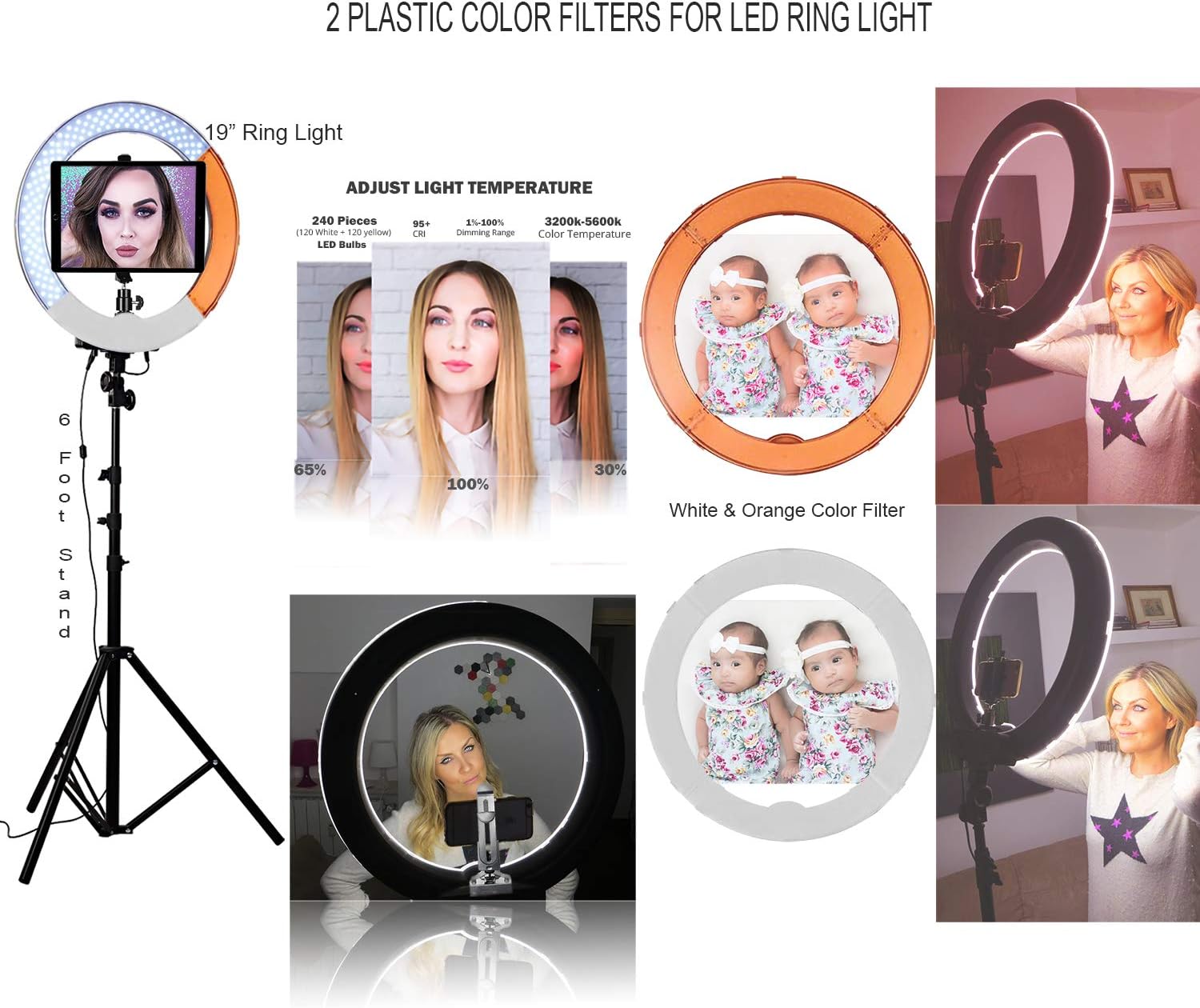 Black Friday Clearance Socialite Ring Light - 19” Dimmable LED Lighting Kit w/Travel Bag for YouTube, Webinar, Social Media Photos - Remote Controlled Studio Lights w/ 6ft Stand - Works w/DSLR Camera, Smartphones & iPad
