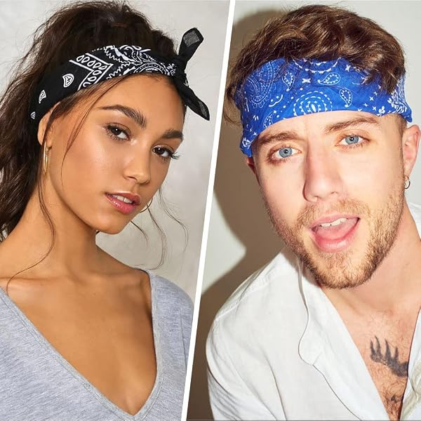Aomig Bandana, Set of Colourful Bandanas Head, Bandana Handkerchief for Hair, Neck Wrist, Head Tie, Multicolour Bandana for W - 5