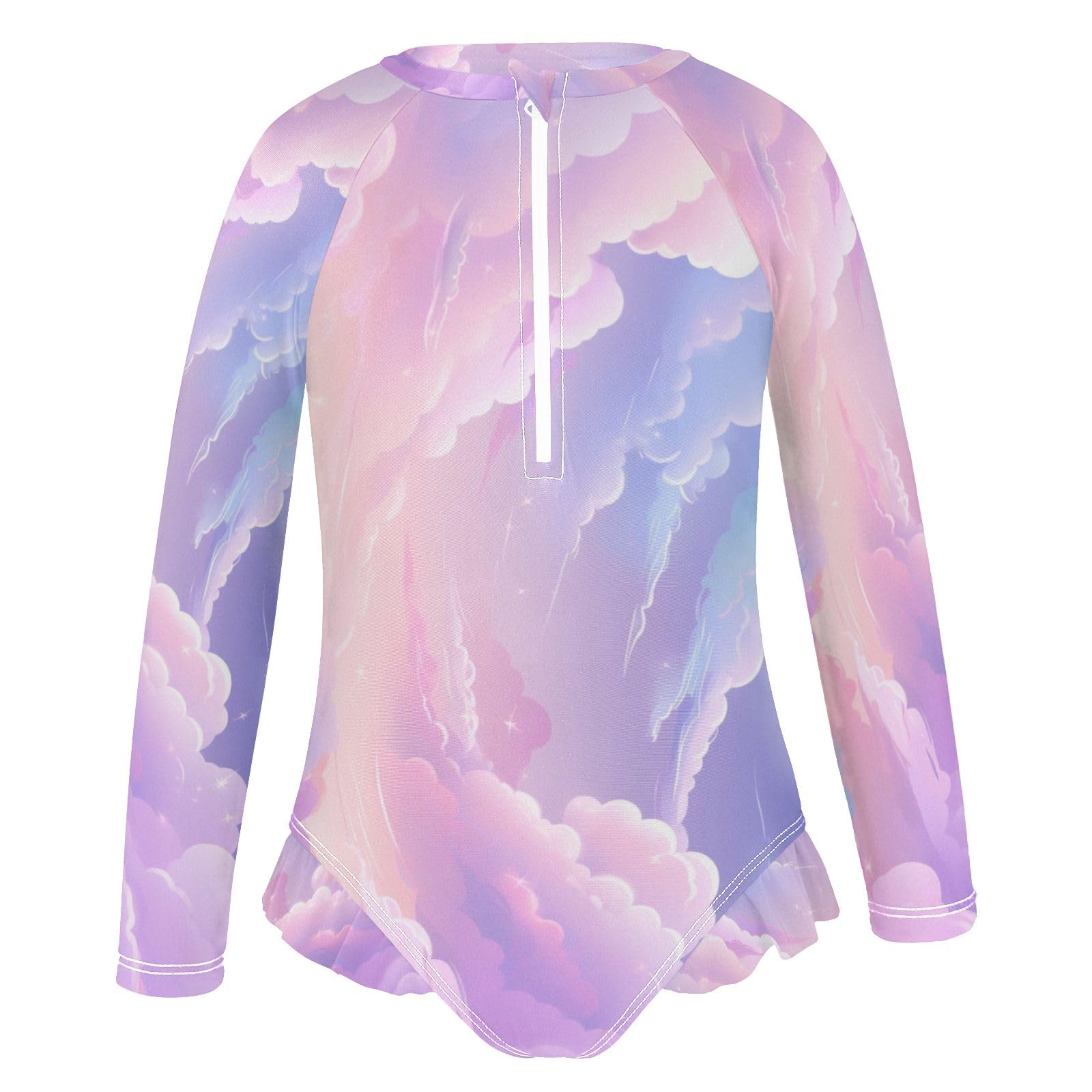 ALAZA Toddler Swimsuit Girl Bathing Suit Swimwear Rash Guard Cloudy Cartoon 1 Long Sleeve 3T