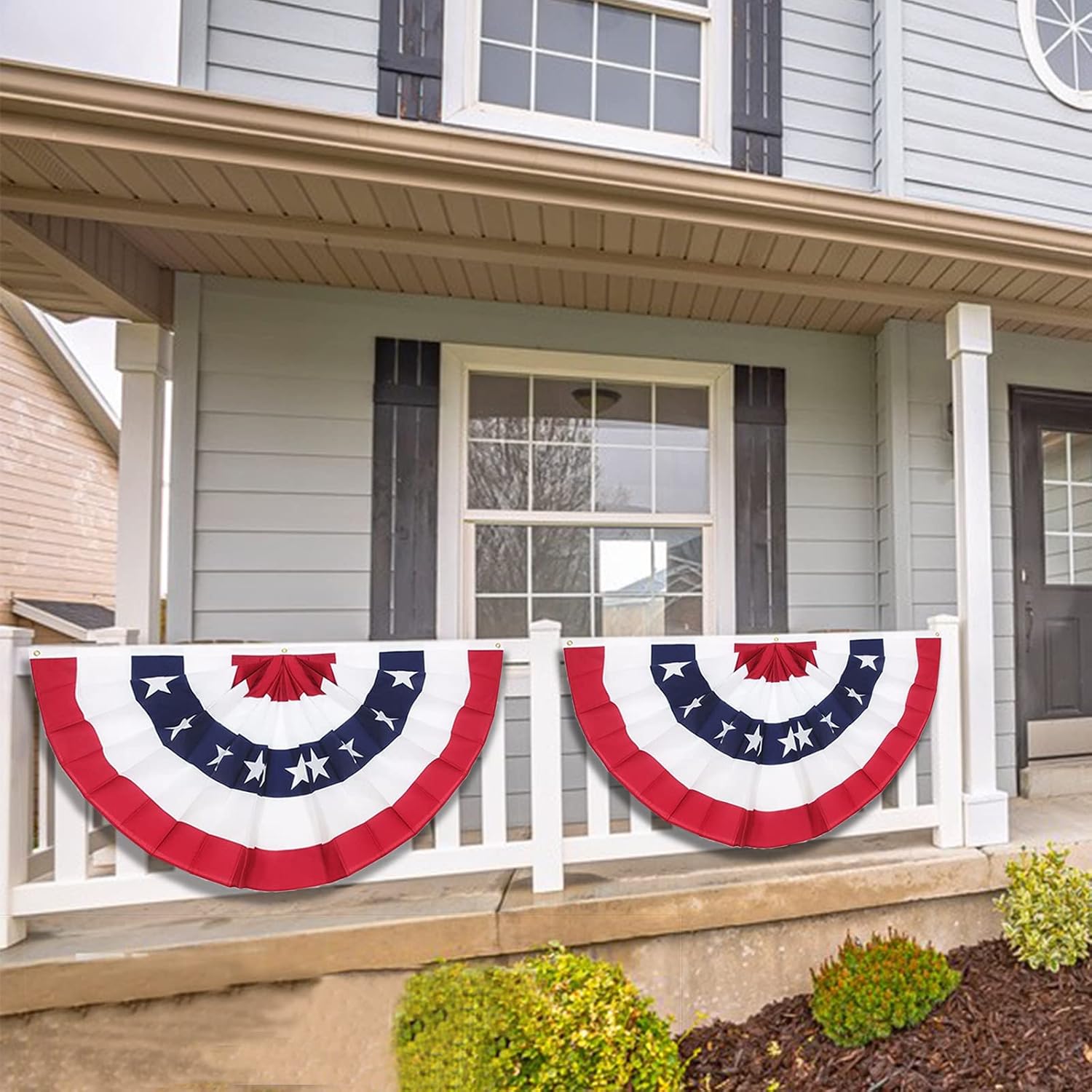 3X6FT American Pleated Fan Flag, USA Patriotic Flag Bunting Half Fan Banner 4th of july Decoration Indoor/Outdoor (Set of 3) - Image 5