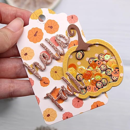 KSCRAFT Etiqueta de coctelera de calabaza de otoño, plantillas de troqueles de corte de metal para álbumes de recortes, decoración en relieve DIY