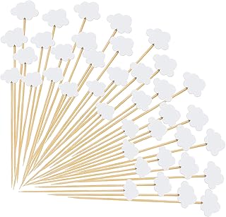 Queekay 100 Pcs White Cloud Cupcake Toppers Cocktail Food Picks Cloud De...