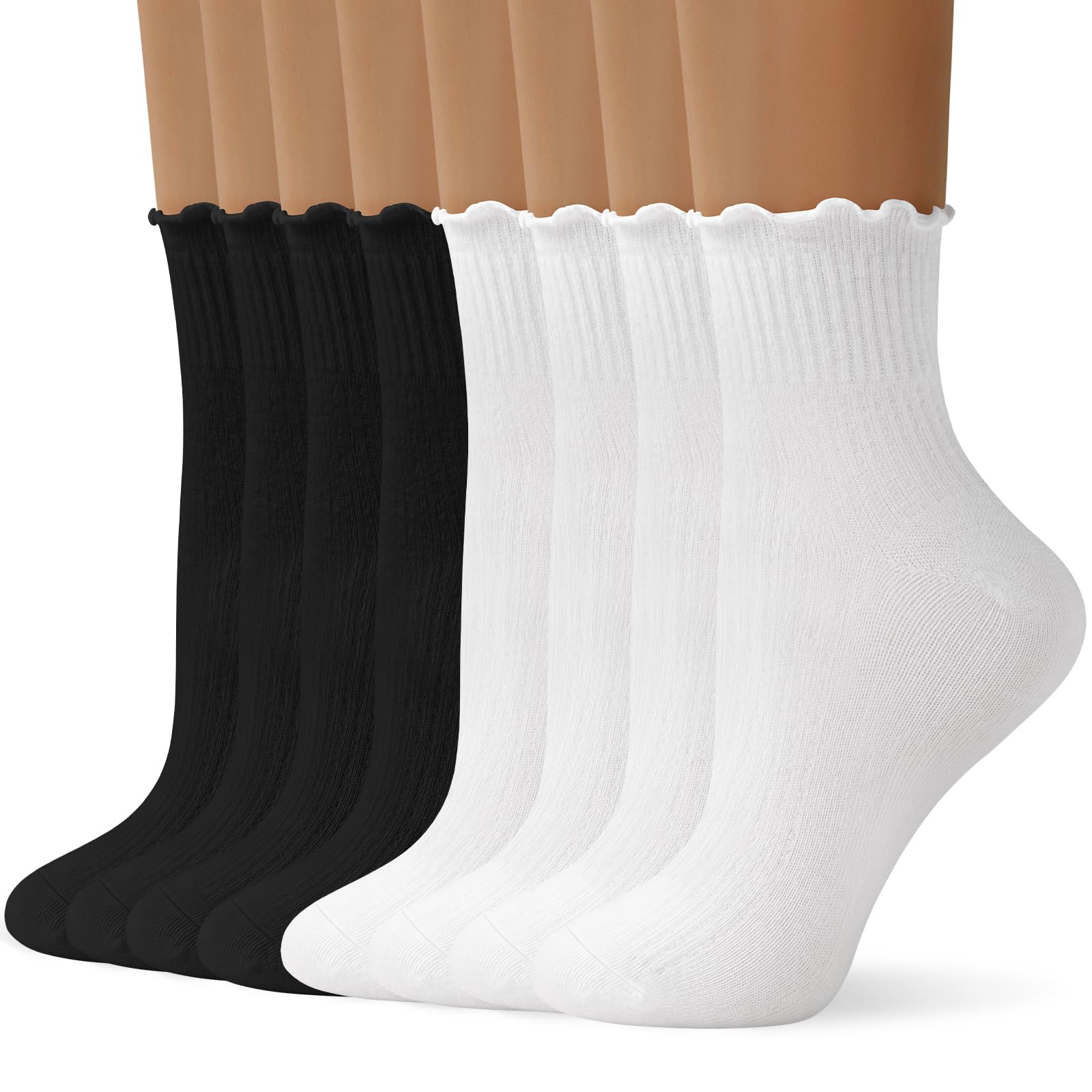 ANDERE ARTE Calcetines de tobillo con volantes para mujer, bonitos calcetines con borde de lechuga para mujer