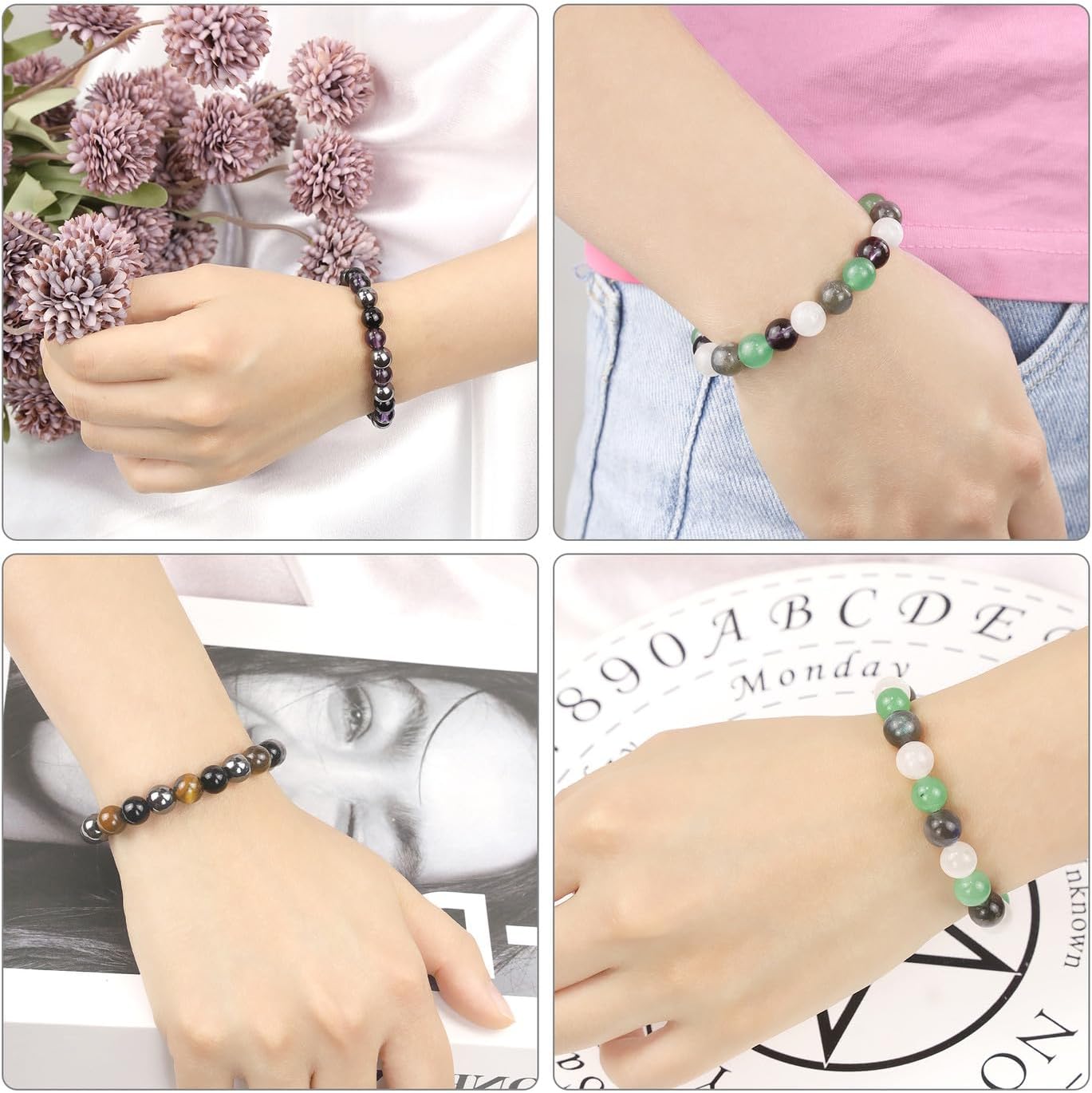 MAIBAOTA Healing Crystal Bracelet for Calming Stress Relief Beaded Jewelry image 5