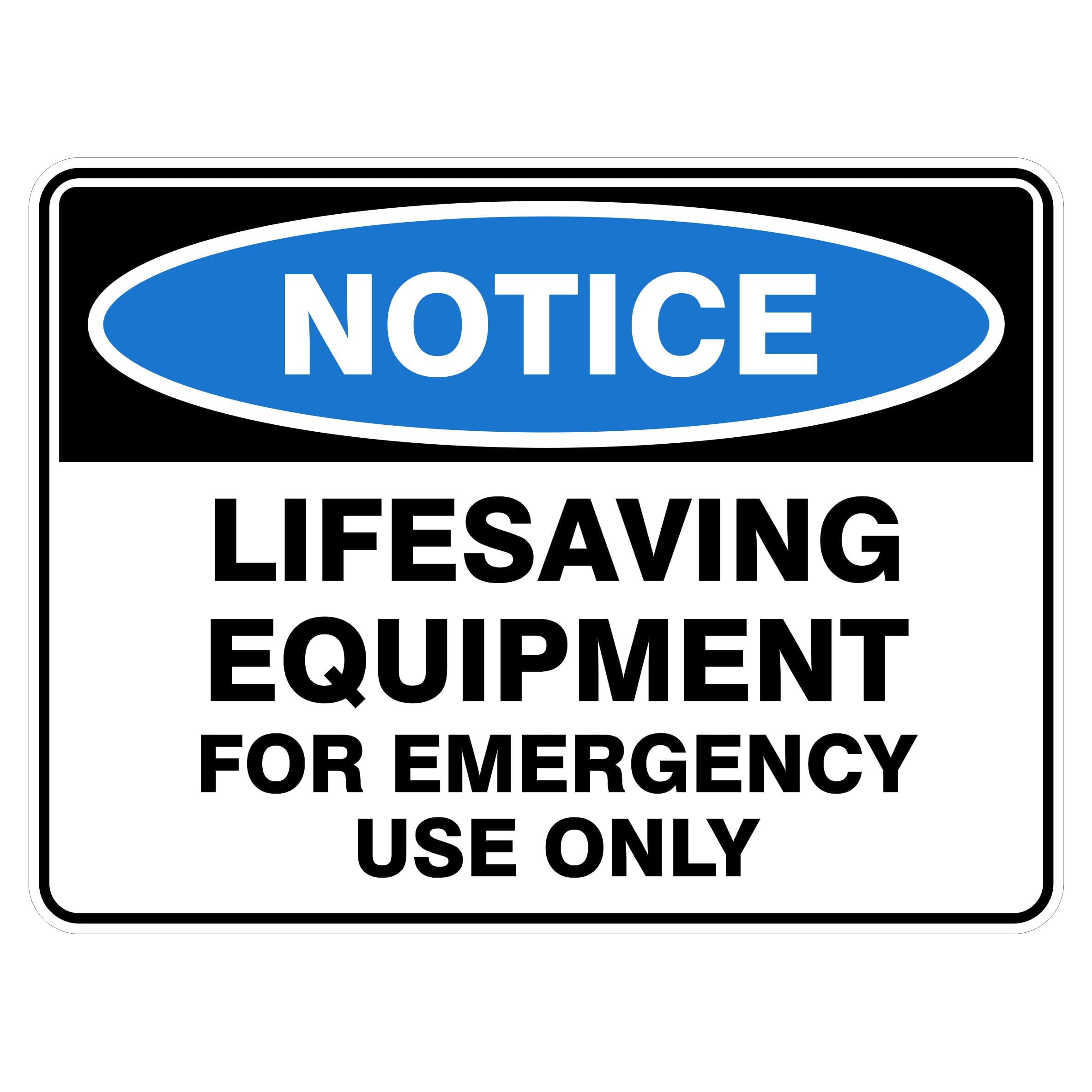 Lifesaving Equipment For Emergency Use Only Pool Safety Signs Metal Tin Sign 8 x 12 inch for Industrial & Commercial