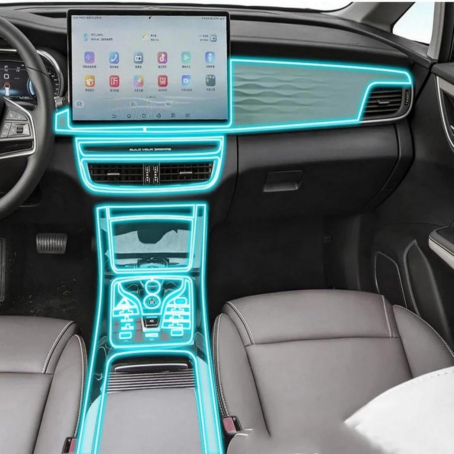 Film de protection transparent TPU console centrale voiture BYD Song MAX 2019-2023