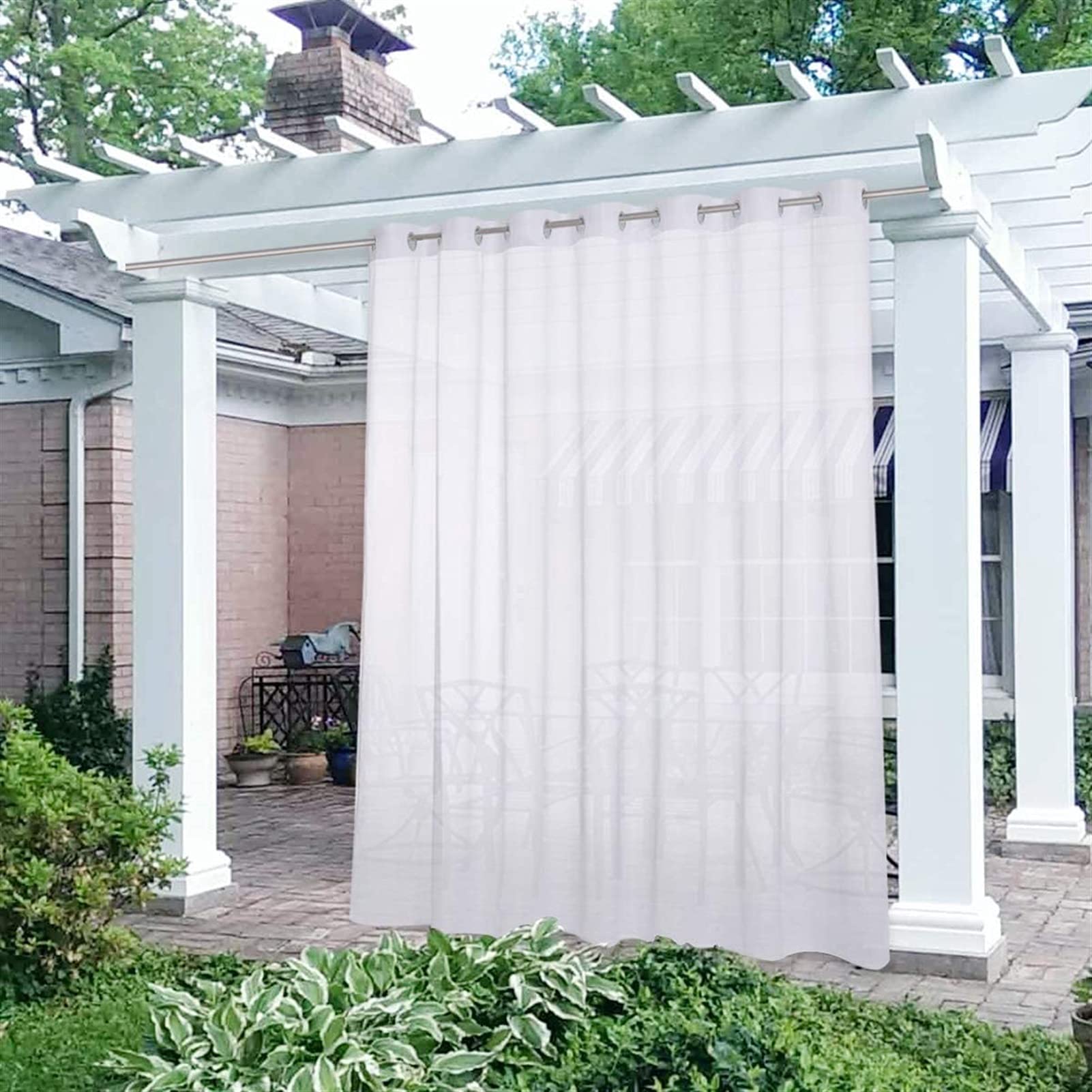 Outdoor Vorhänge für Patio Wasserdicht Extra Breit, Indoor Privatsphäre Voile Vorhänge, Tülle Halbdurchsichtige Vorhänge für Schlafzimmer, Pergola, Veranda, Pavillon und Cabana