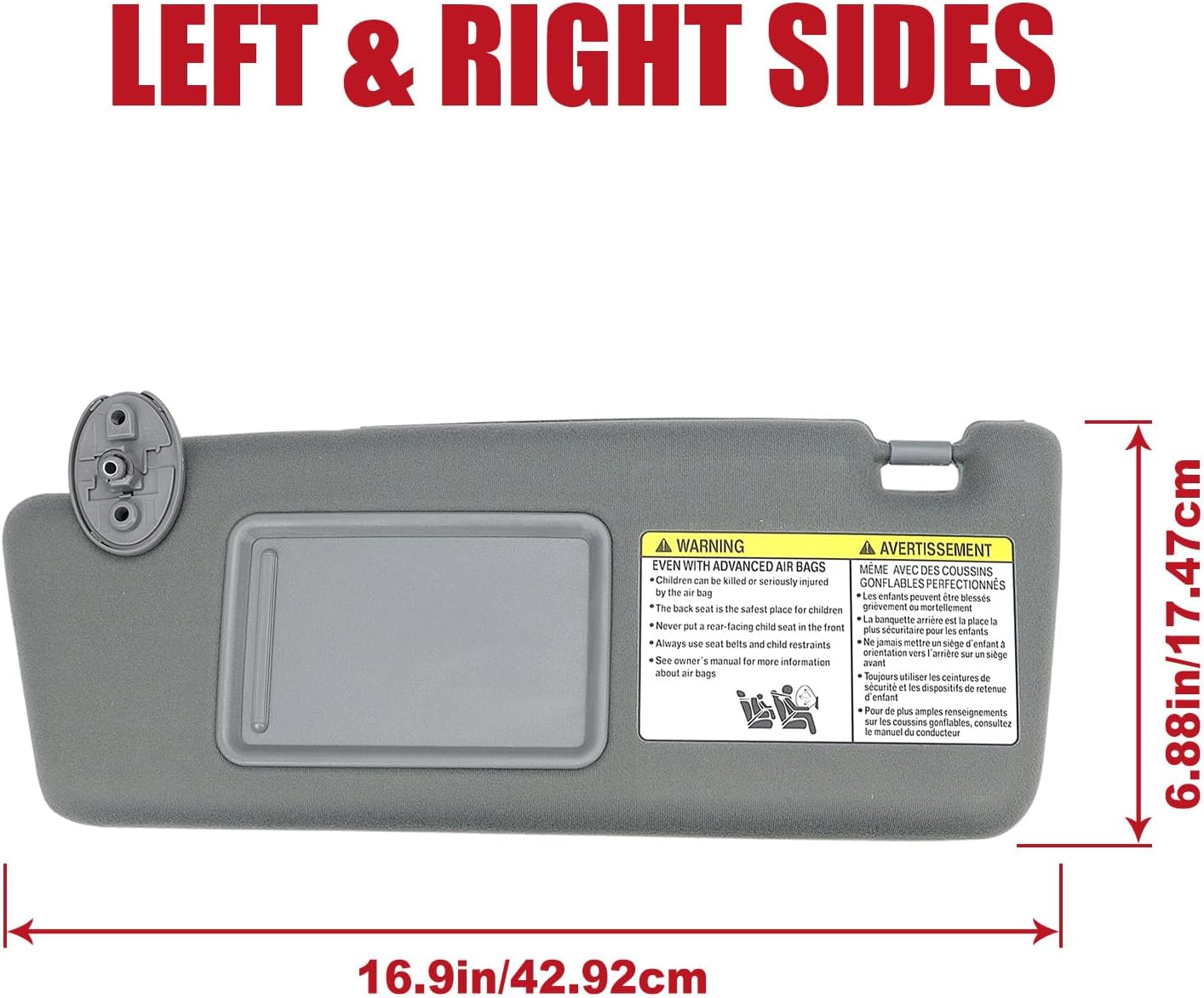 Sun Visor Compatible with Toyota Tacoma 2005-2015 Left Driver & Right Passenger Side Without Light Grey #74320-04181-B1; 74320-04181-B0