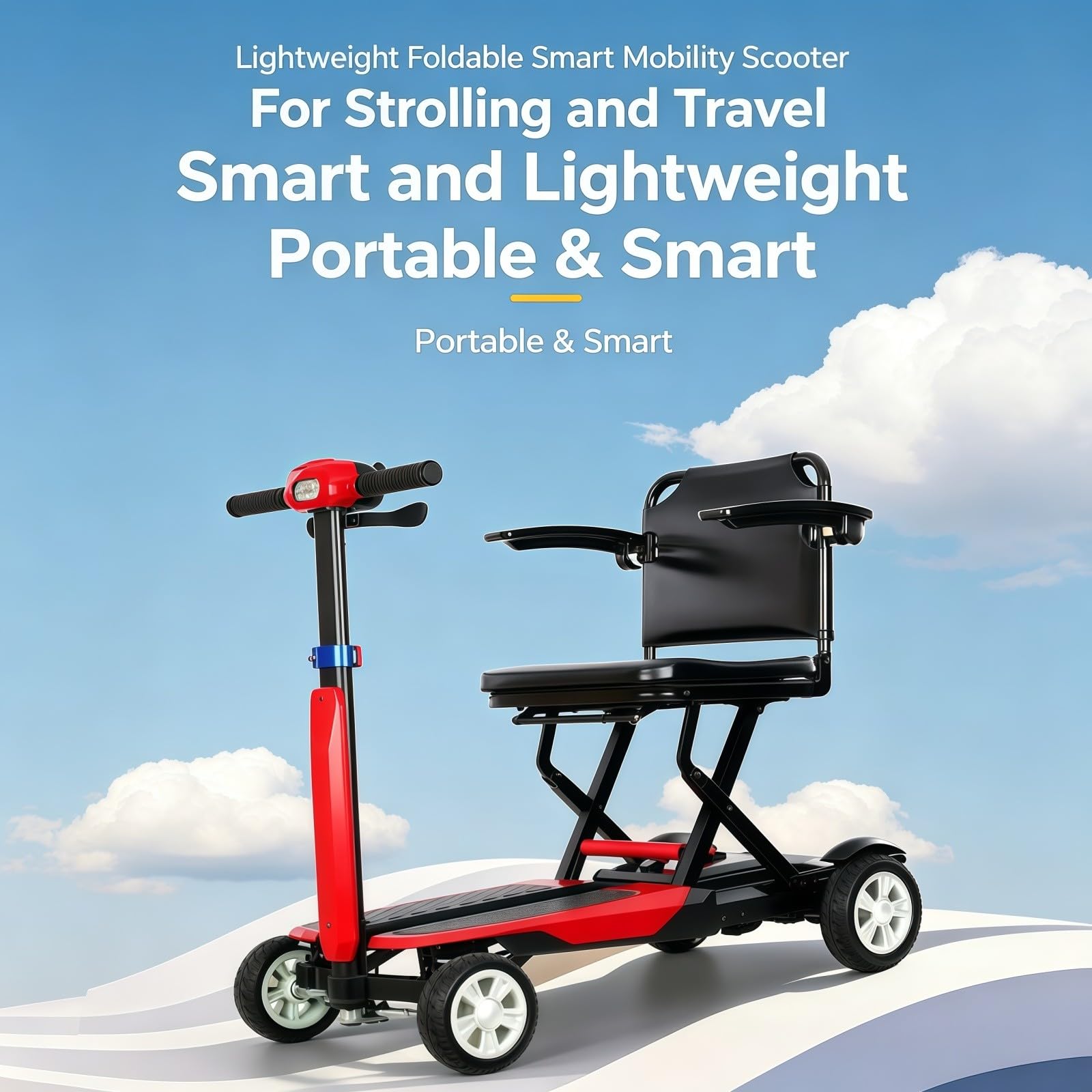 Scooters para Personas Mayores, Scooters De Movilidad con Luces, Plegables Y Compactos, con Batería De Larga Duración, para Adultos, Ancianos Y Personas con Discapacidad.