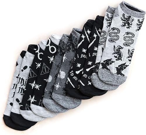 Miniatura 2 de Harry Potter Calcetines tobilleros para adultos, paquete de 5 unidades, negro+gris, tallas 4-10, Gris