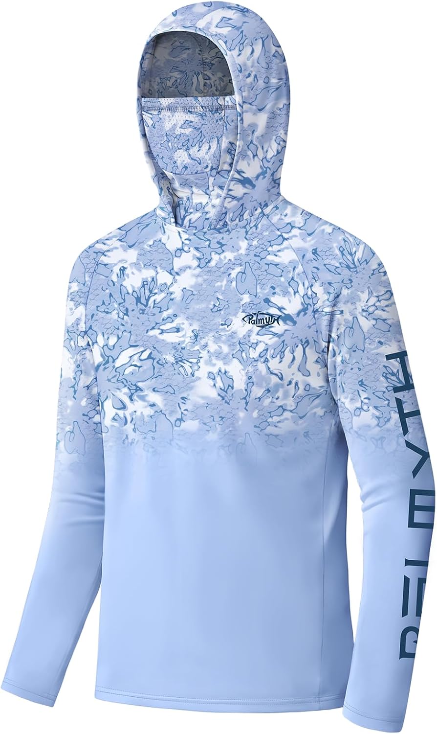 Palmyth Boys UPF 50+ Fishing Sun Hoodie with Integrated Face Mask Sun Protection Quick-Dry Youth Long Sleeve Shirt