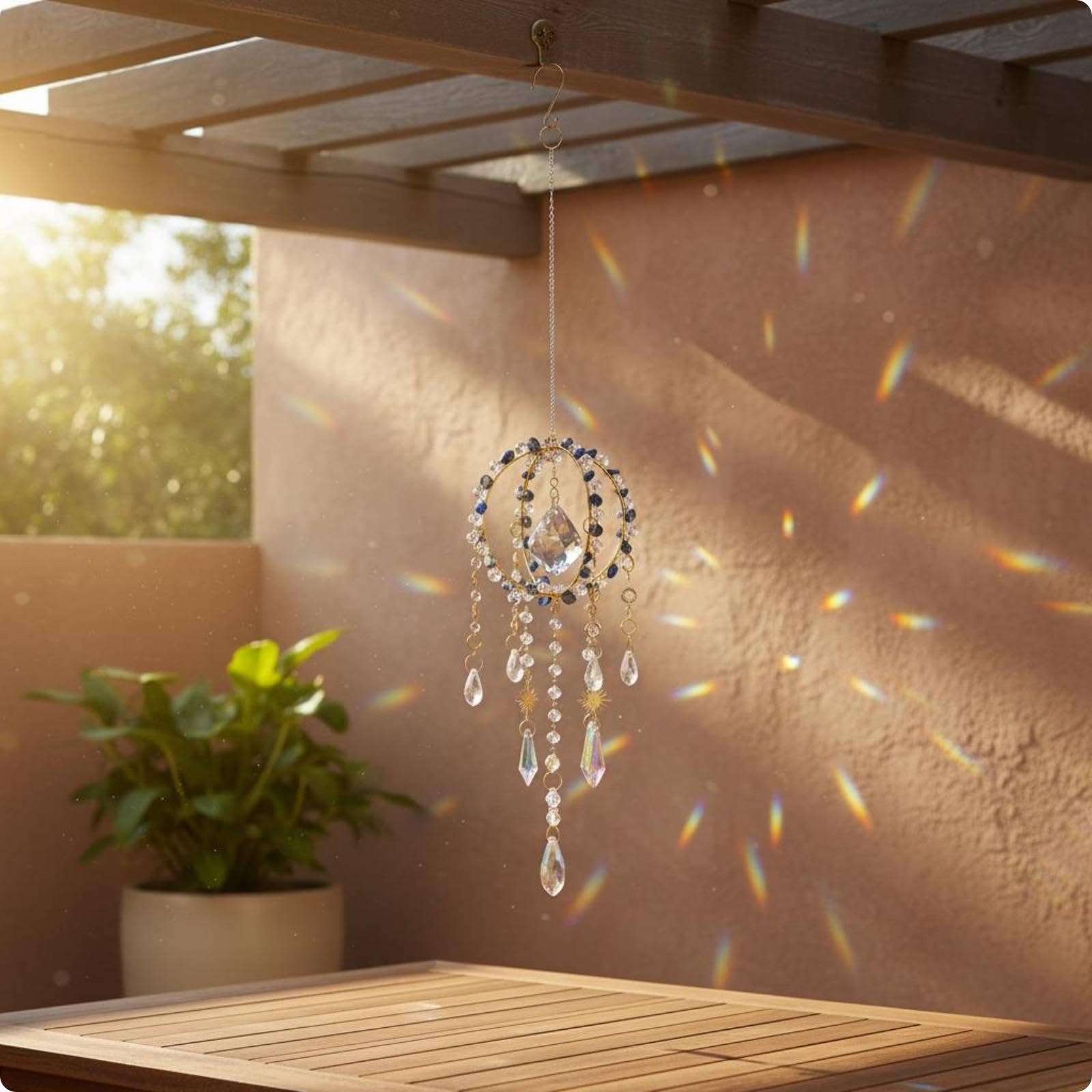 Sunlight Crystal Catcher Light Catching Crystal Suncatcher Glittering Color Scatterer for Garden, Patio Lapis Lazuli-image-18