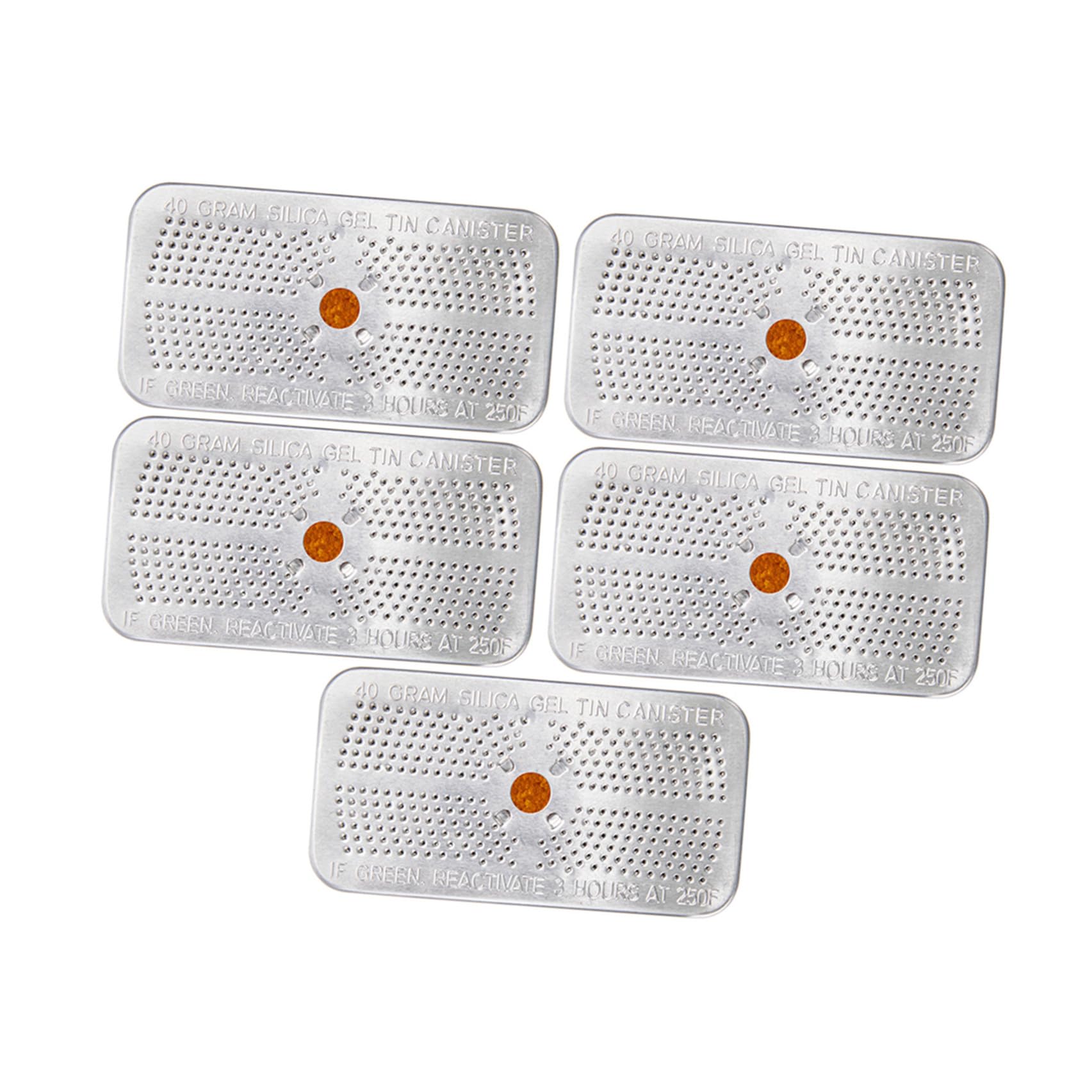 GALPADA Pacchetti Essiccanti di Silice da 40 Gram, 5 Pezzi Indicatrici, Assorbono Umidità in Sicurezza, Contenitore in Alluminio Arancione per Elettronica e Armadi