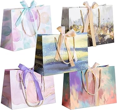 Amazon 25枚セット Iikuru 紙袋 手提げ ギフト おしゃれ ラッピング 袋 プレゼント 用 ギフトバッグ リボン 手提げ袋 小 引き出物袋 クリスマス 誕生日 バレンタイン ラッピング袋 Y911 ギフトバッグ 袋 文房具 オフィス用品