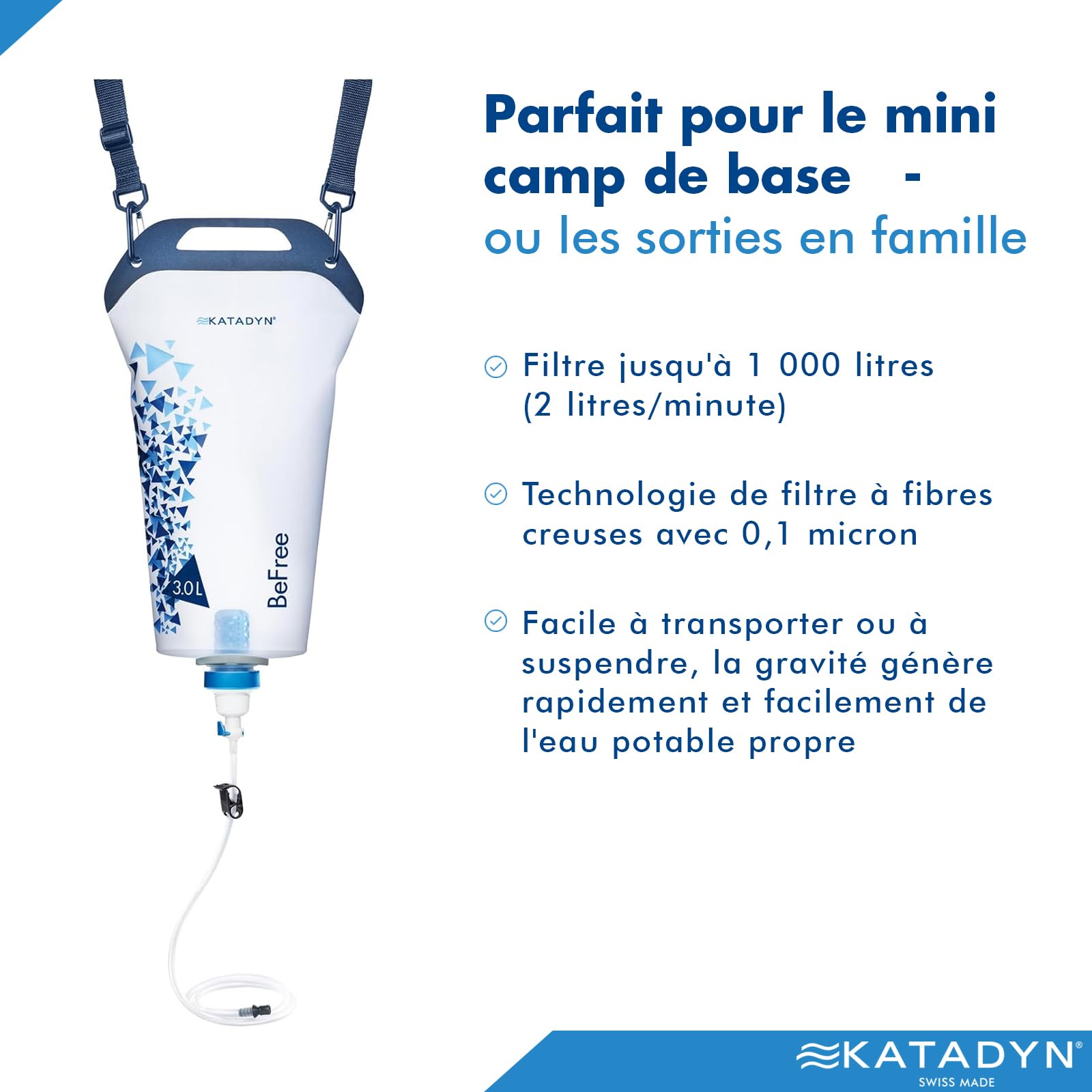 KATADYN BeFree Filter 3.0 L Gravity Filtre à Eau, bleu