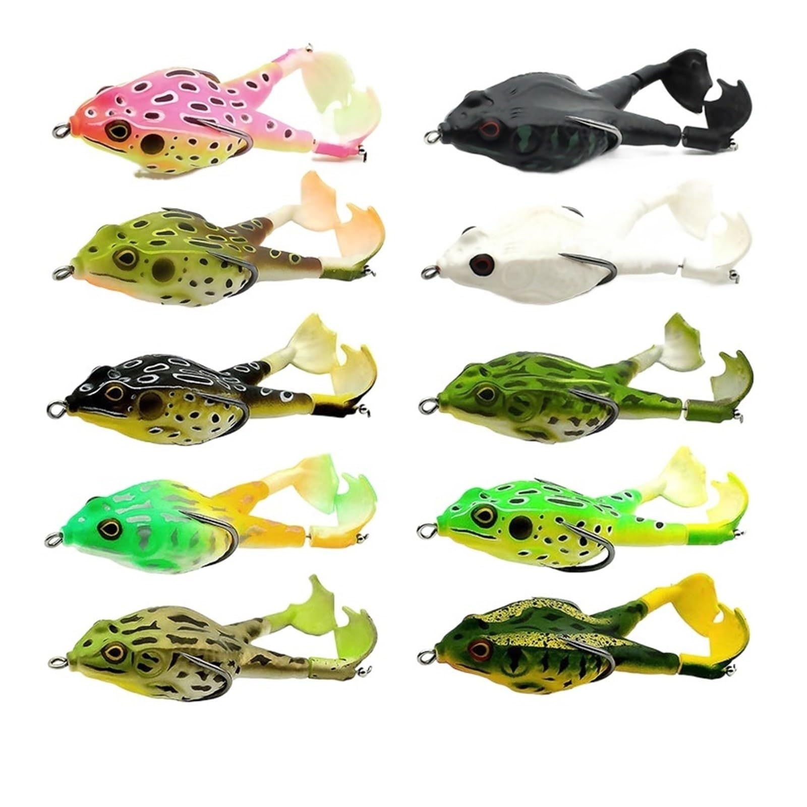 XILILHC 10 Pz/Set Rana Galleggiante Topwater Esca Doppia Elica Silicone 75mm-100mm Esca Morbida Artificiale Wobbler for Kit di Pesca