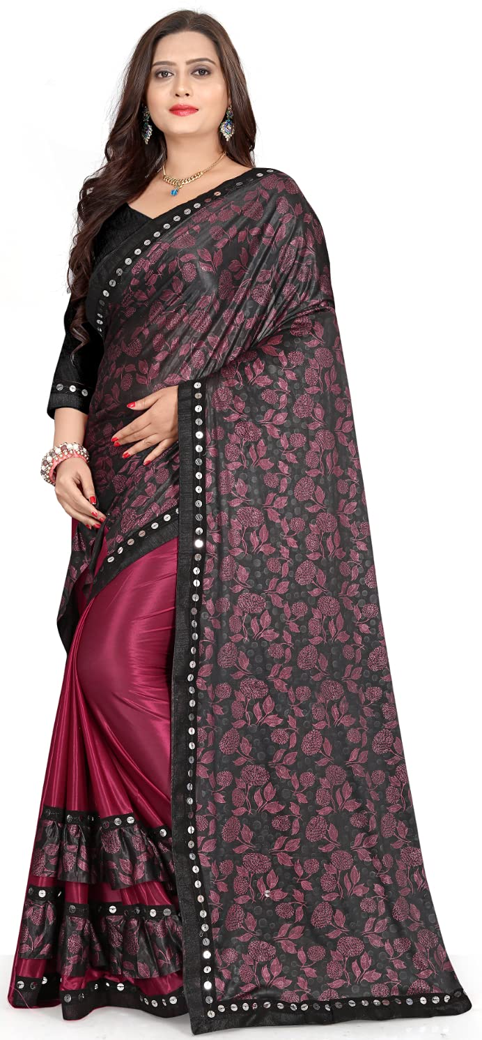 BIGJANEWomen's Bollywood Lycra Saree With Blouse