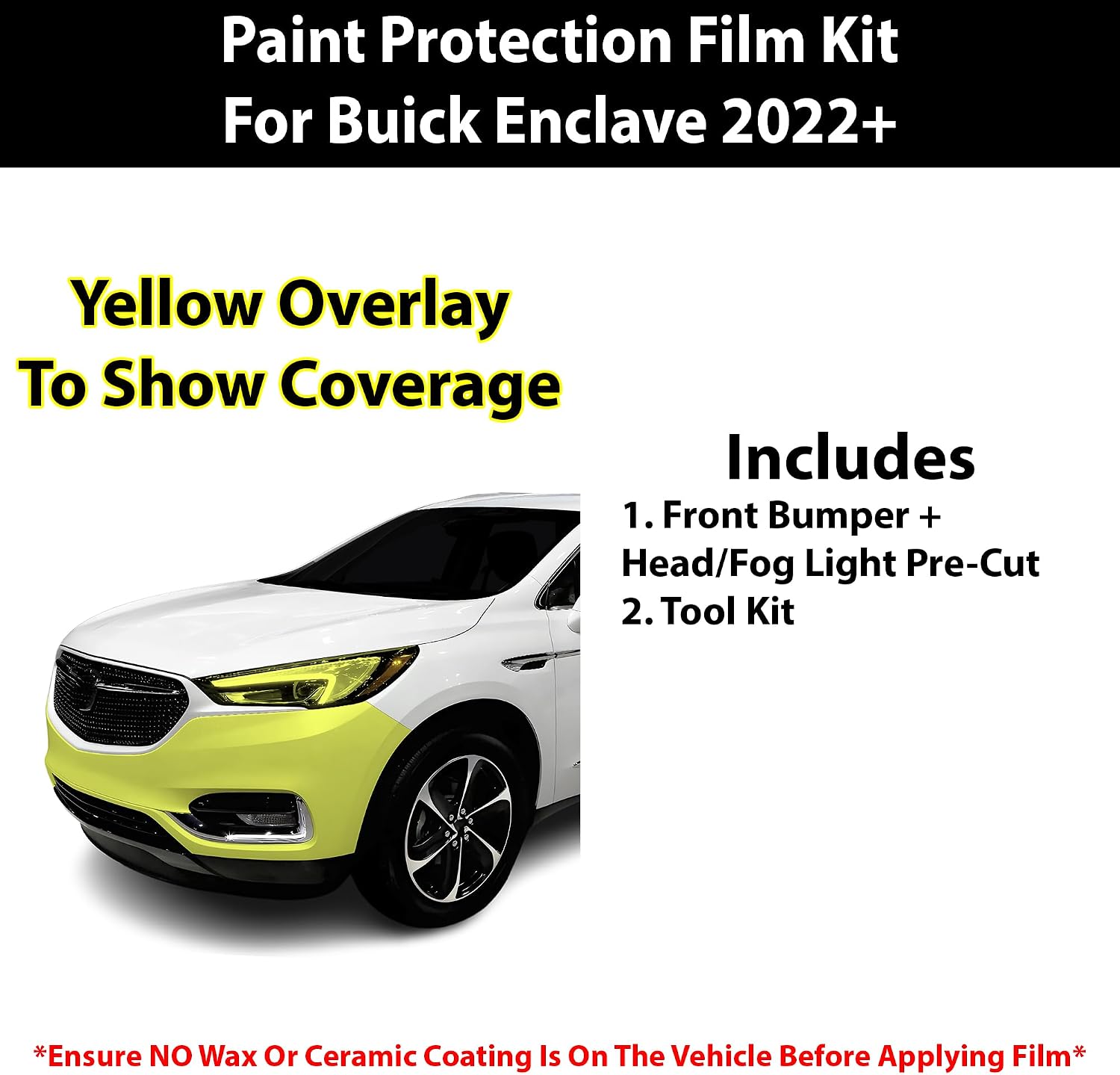 BOGAR TECH DESIGNS for Buick Enclave 2022+ Front Bumper Paint Protection PPF Film Kit Cover, Clear Bra
