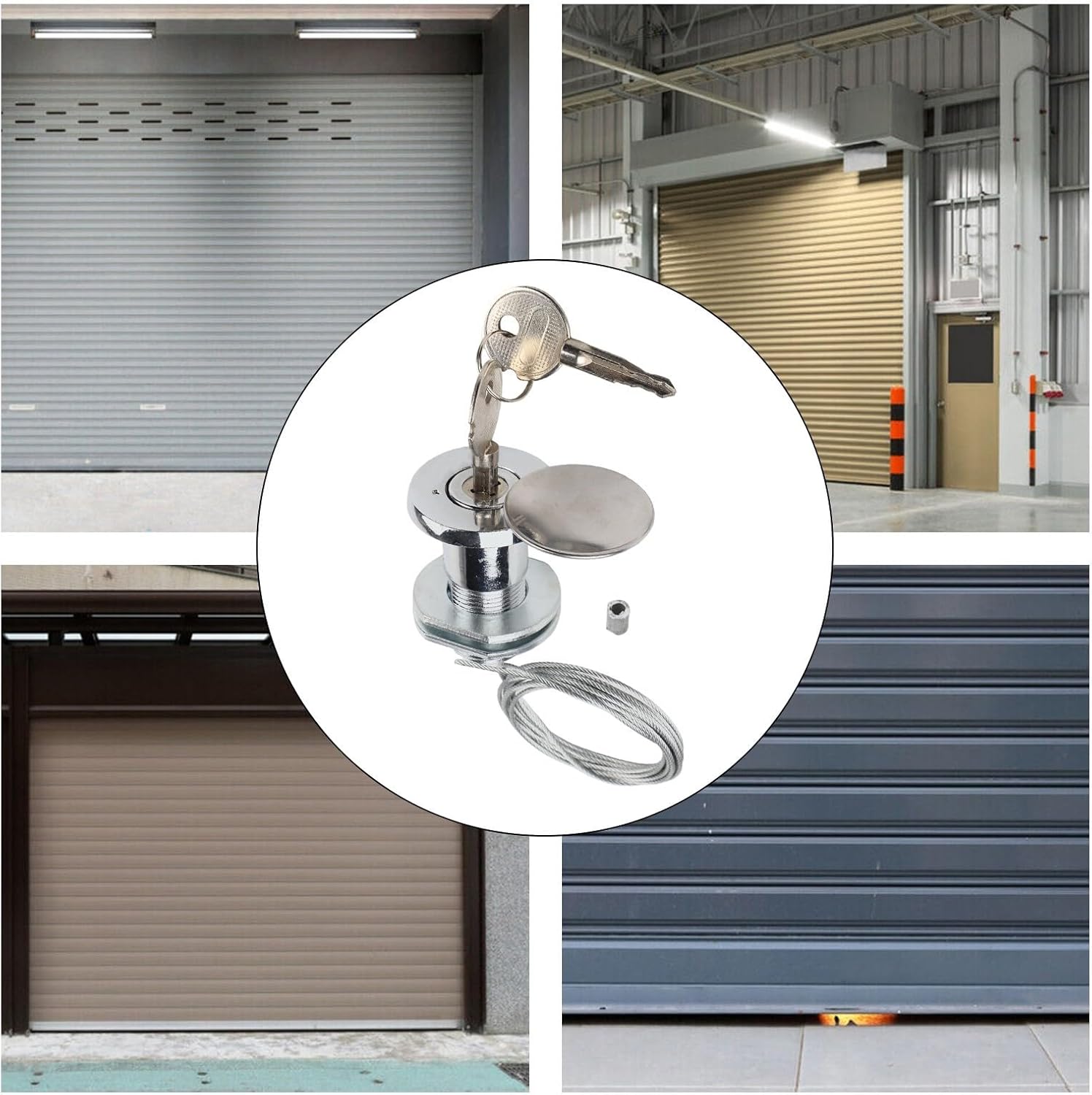 Quick Release Garage Door Lock – Heavy-Duty Steel Wire and Metal-Emergency Release Kit, 2.16 x 2.16 x 1.57 in, Compatible with Most Residential Garage Door Systems